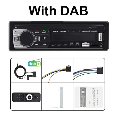 Podofo Dab Car Radio Autoradio Stereo Receiver FM Aux Input SD USB JSD-520 12V In-Dash 1din Bluetooth MP3 Multimedia Player
