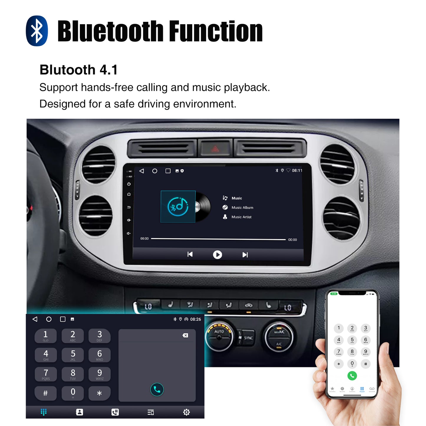 ESSGOO 9" Wireless CarPlay Android 14 Car Stereo Radio For Volkswagen VW Tiguan 5N 2007-2016 VW Golf Plus 2004-2013 GPS Nav wifi