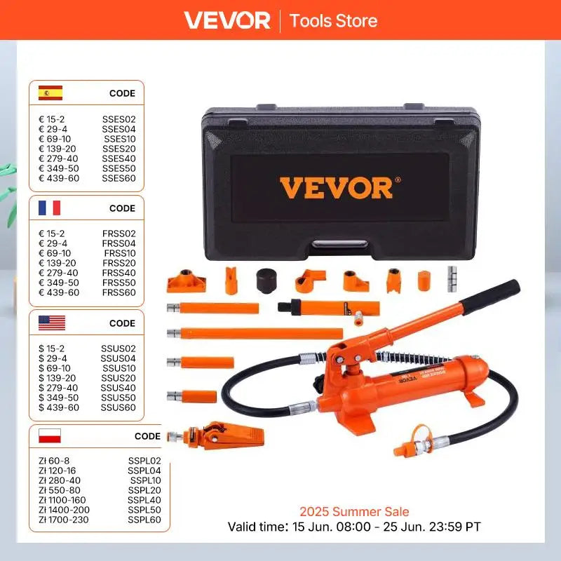 SucceBuy 4/10/12/20 Ton Power Hydraulic Cylinder Jack Autobody Frame Repair Tool Kit Automotive Truck Lifting Heavy Equipment
