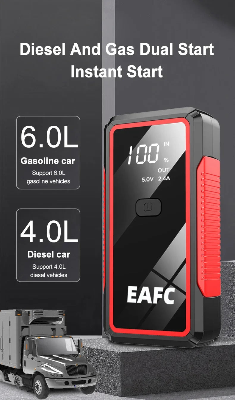 Car Jump Starter Battery Power Bank 2000A/1200A for Petrol Diesel Car Starter Portable Emergency Booster 12V Starting Device