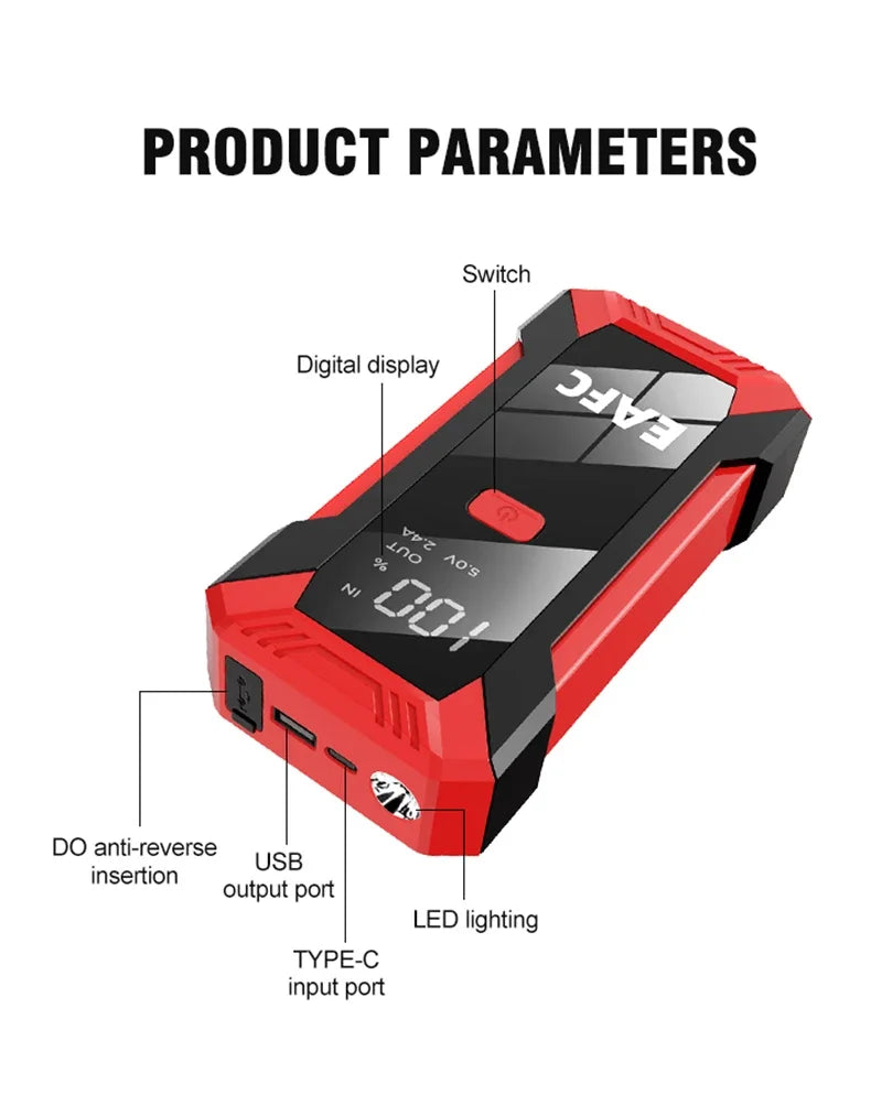 Car Jump Starter Battery Power Bank 2000A/1200A for Petrol Diesel Car Starter Portable Emergency Booster 12V Starting Device