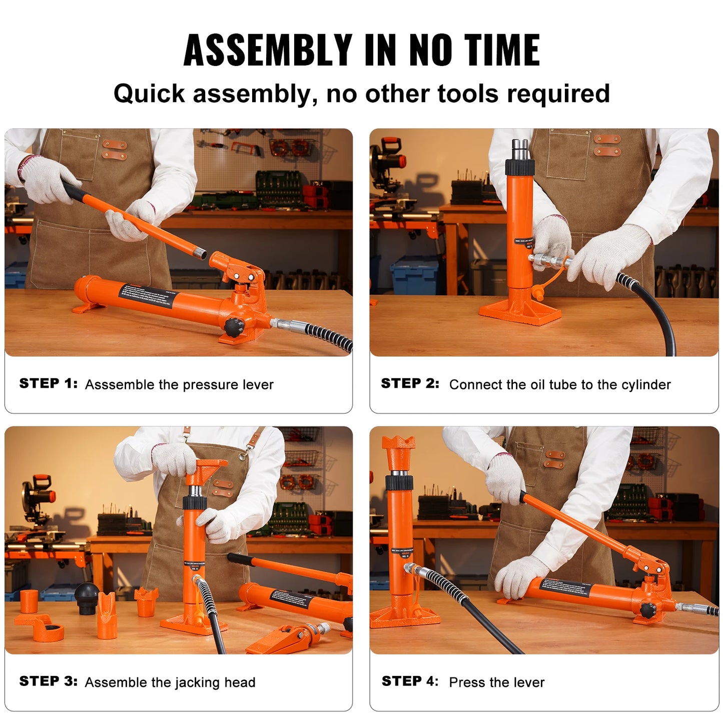 SucceBuy 4/10/12/20 Ton Power Hydraulic Cylinder Jack Autobody Frame Repair Tool Kit Automotive Truck Lifting Heavy Equipment