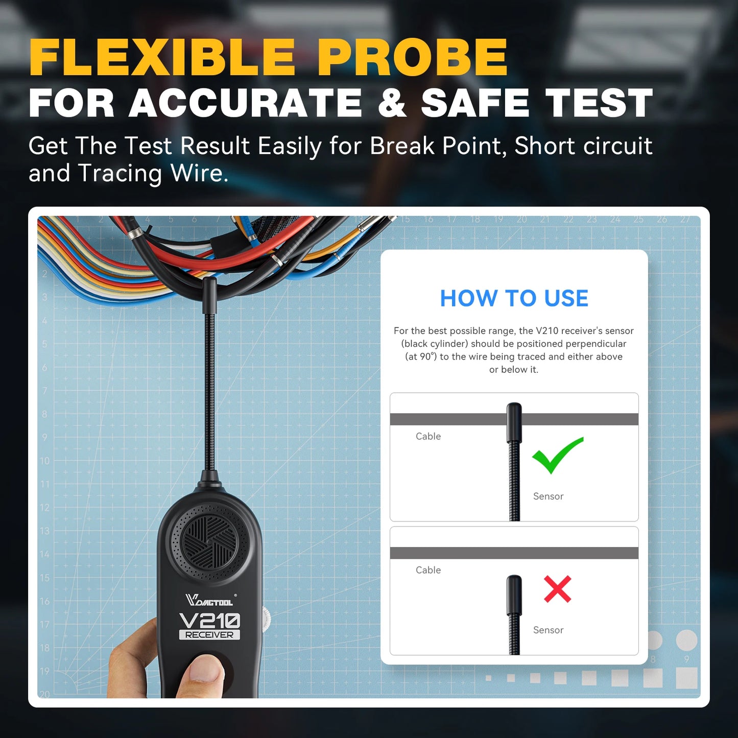 VDIAGTOOL V210 Automotive Circuit Tester 6V-42V Short Open Finder Checker Car Repair Cable Circuit Wire Tracker Analyzer Tool