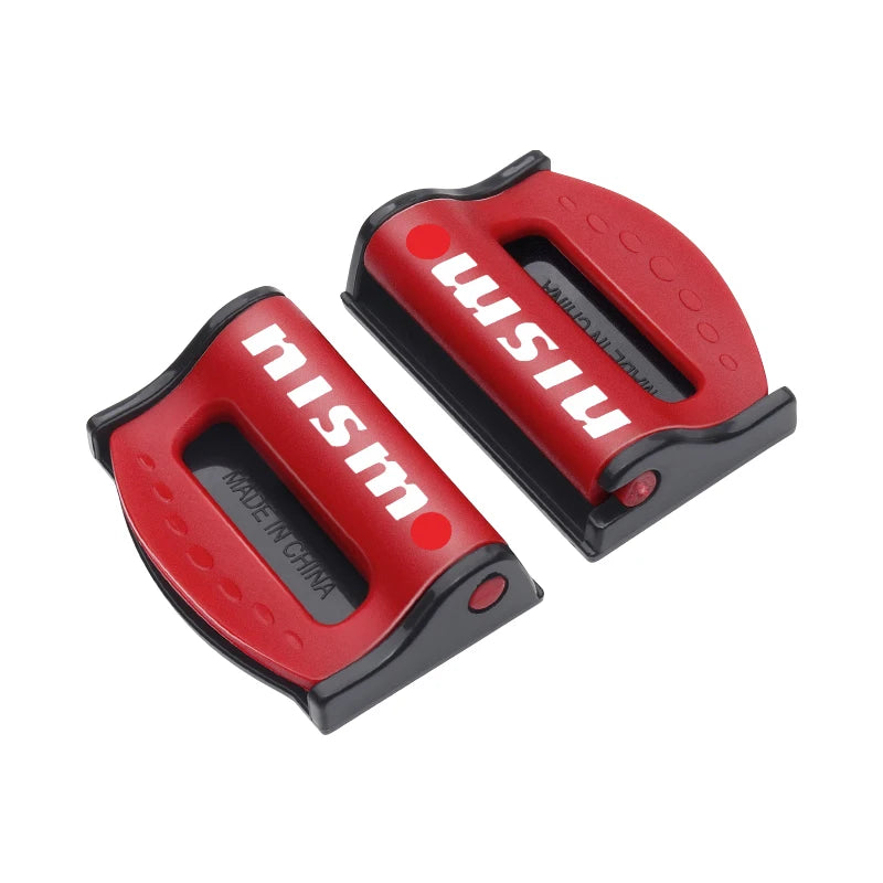 2Pcs Adjustable Car Seat Belt Shoulder Fixed Strap Clips Accessories For Nismo Logo Emblem R34 GTR Nissan Tiida Sylphy Teana