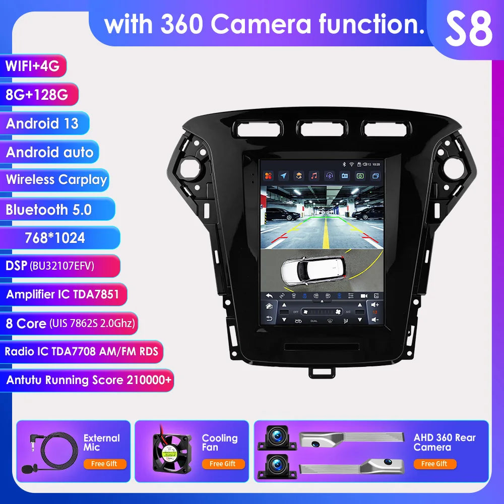 9.7"carplay android 13 auto car radio for Ford Mondeo mk4 Galaxy A/C 2011-2013 Autoradio Multimedia player GPS Stereo 4G SWC RDS