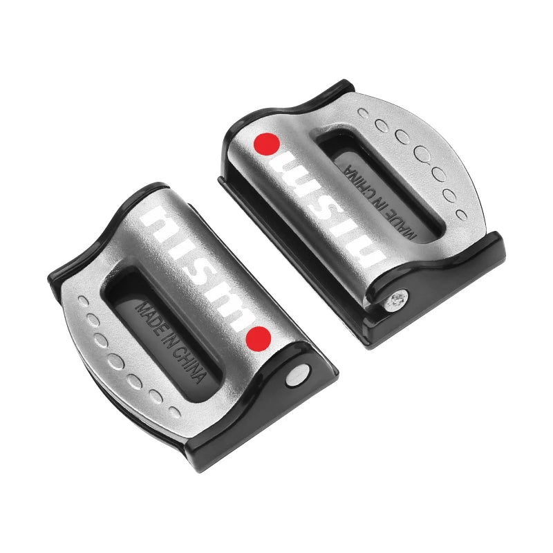 2Pcs Adjustable Car Seat Belt Shoulder Fixed Strap Clips Accessories For Nismo Logo Emblem R34 GTR Nissan Tiida Sylphy Teana