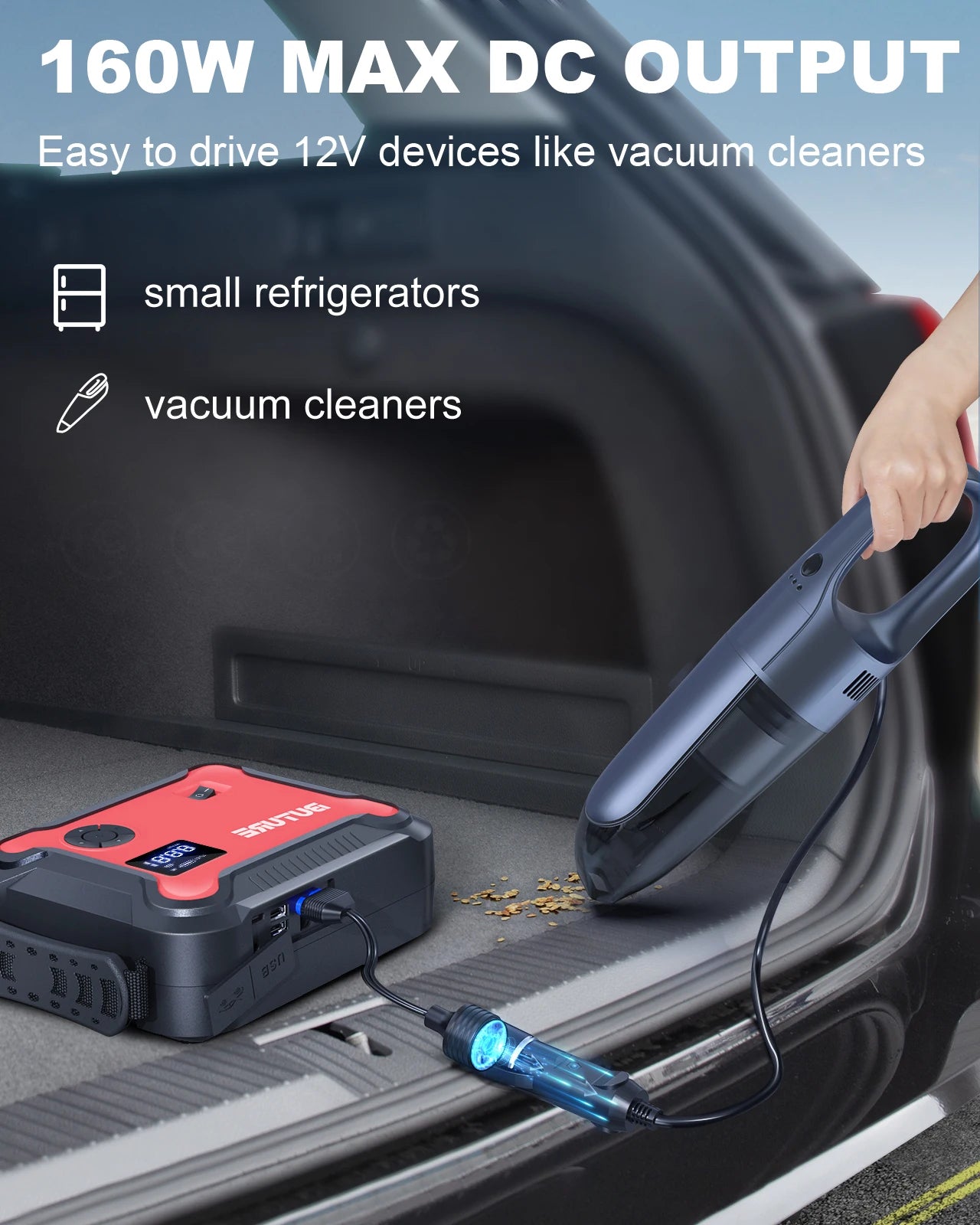 Buture 5 in 1 Car Jump Start Air Compressor 26800mAh Power Bank Portable Battery Booster Digital Tire Inflator with 160W DC Out