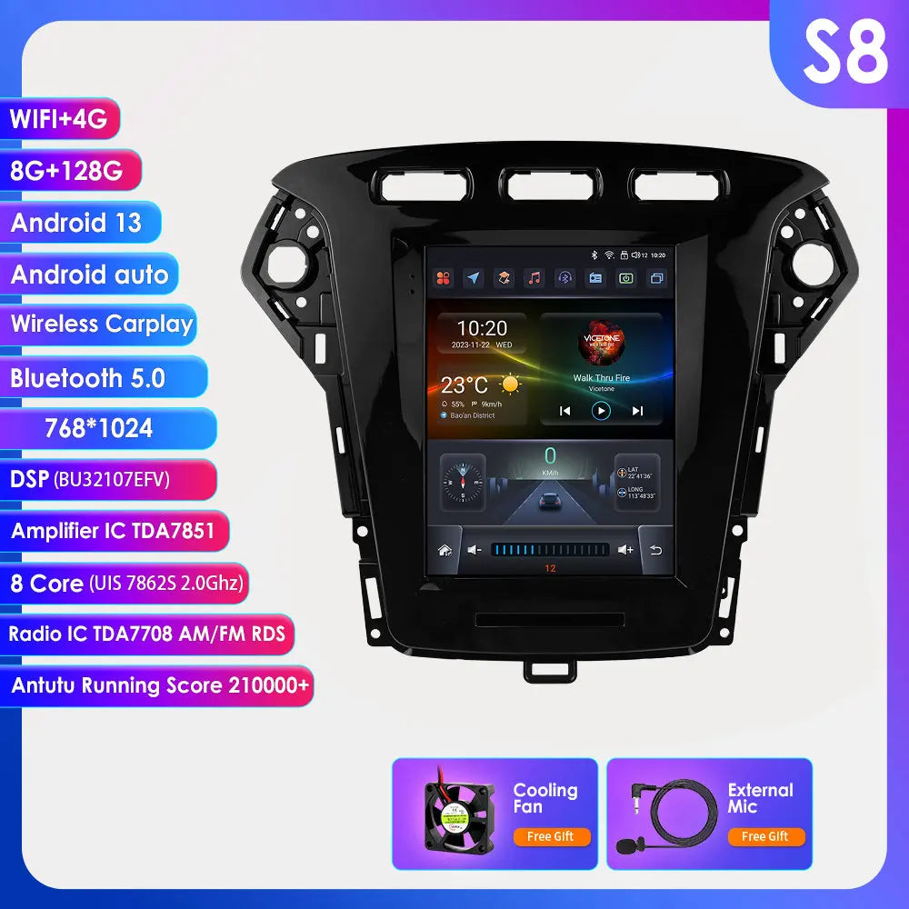 9.7"carplay android 13 auto car radio for Ford Mondeo mk4 Galaxy A/C 2011-2013 Autoradio Multimedia player GPS Stereo 4G SWC RDS