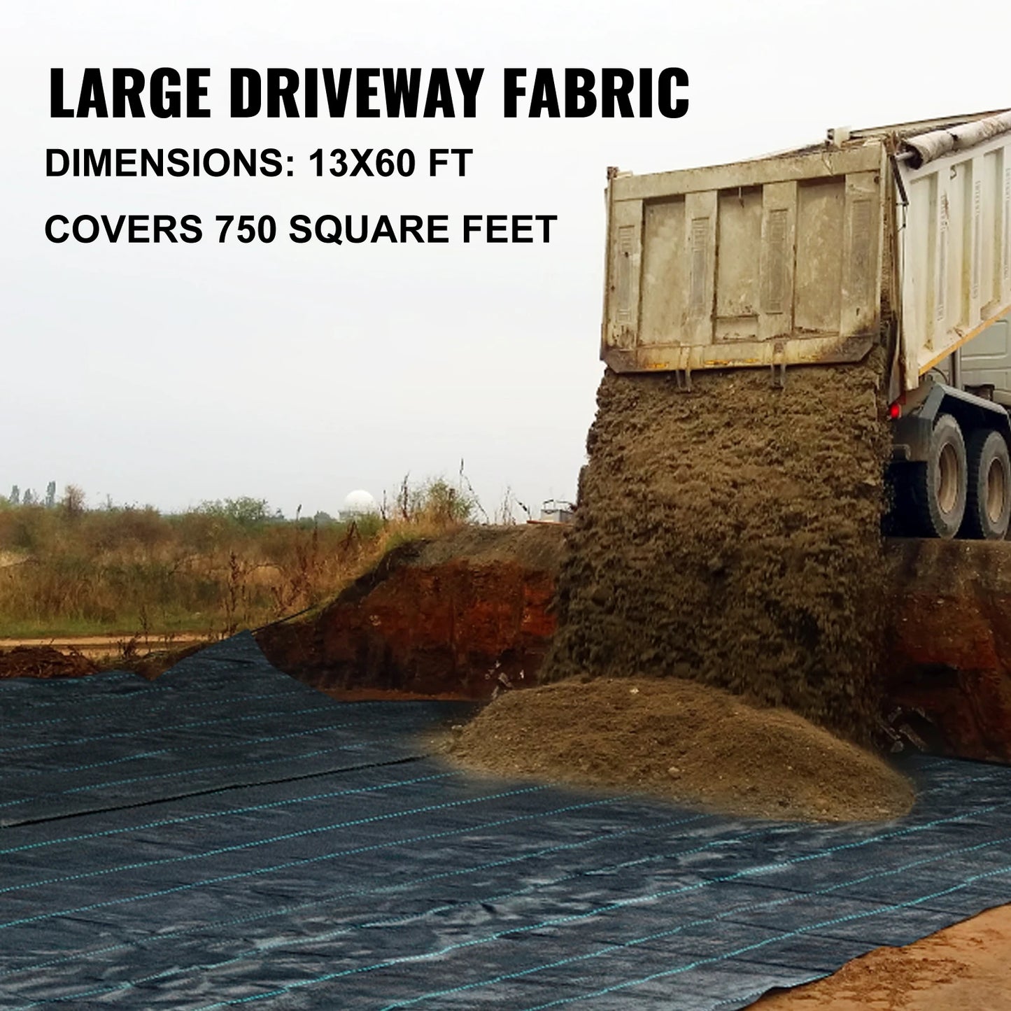 SucceBuy Commercial Grade Ground Road Large Driveway Permeable Fabric Stabilization Roll Mat Underlayment Outdoor Waterproof