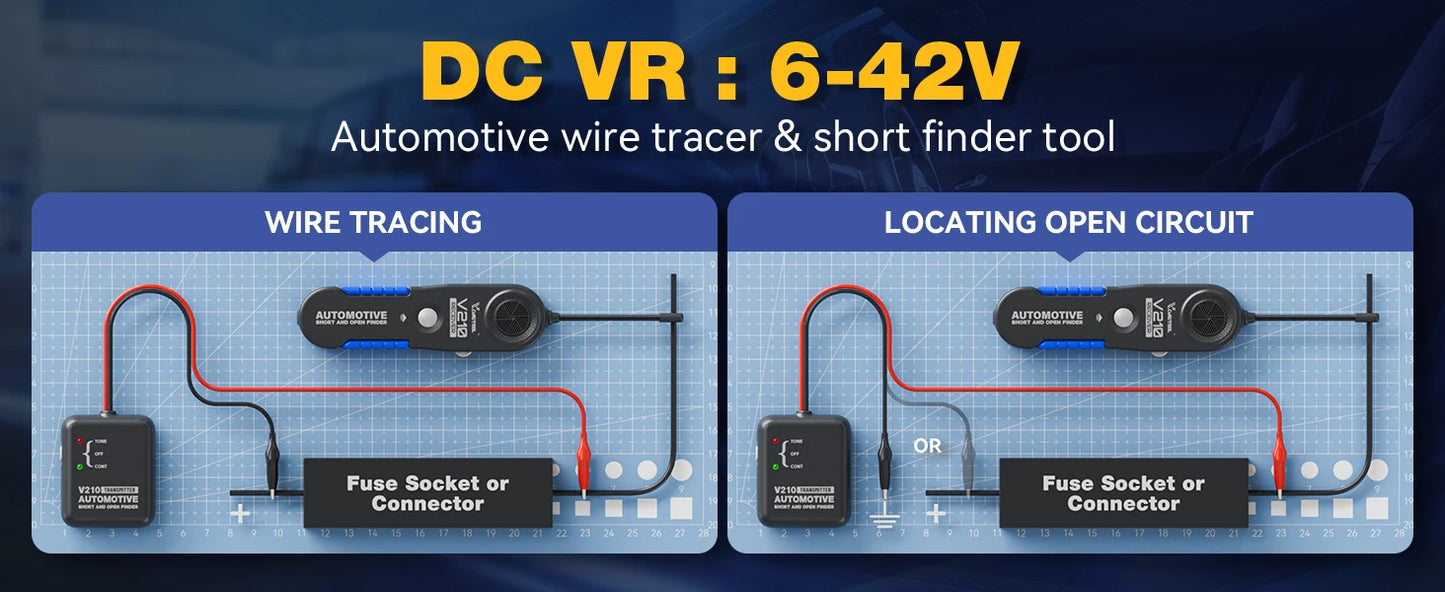 VDIAGTOOL V210 Automotive Circuit Tester 6V-42V Short Open Finder Checker Car Repair Cable Circuit Wire Tracker Analyzer Tool