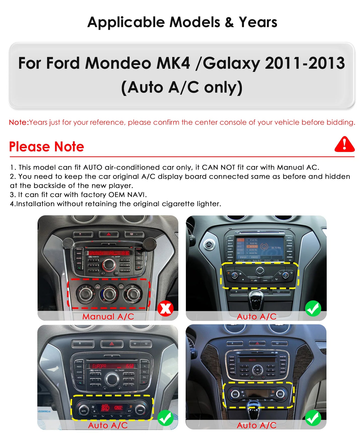 9.7"carplay android 13 auto car radio for Ford Mondeo mk4 Galaxy A/C 2011-2013 Autoradio Multimedia player GPS Stereo 4G SWC RDS