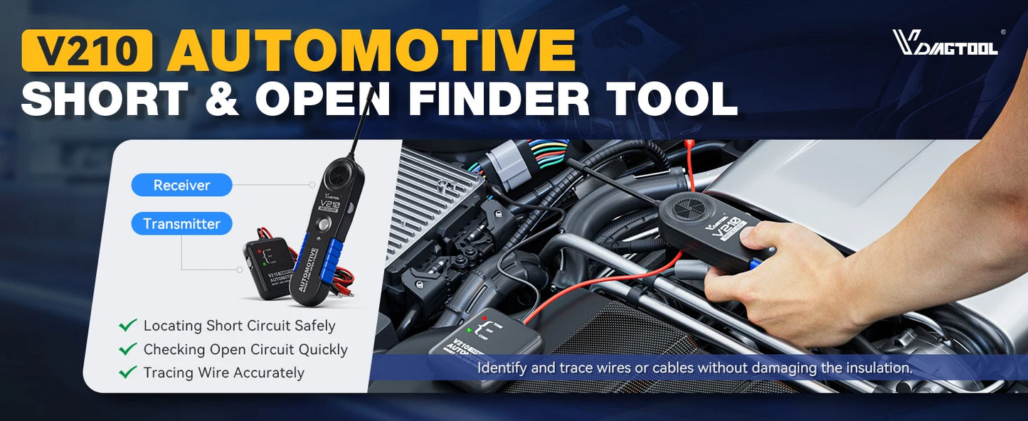 VDIAGTOOL V210 Automotive Circuit Tester 6V-42V Short Open Finder Checker Car Repair Cable Circuit Wire Tracker Analyzer Tool