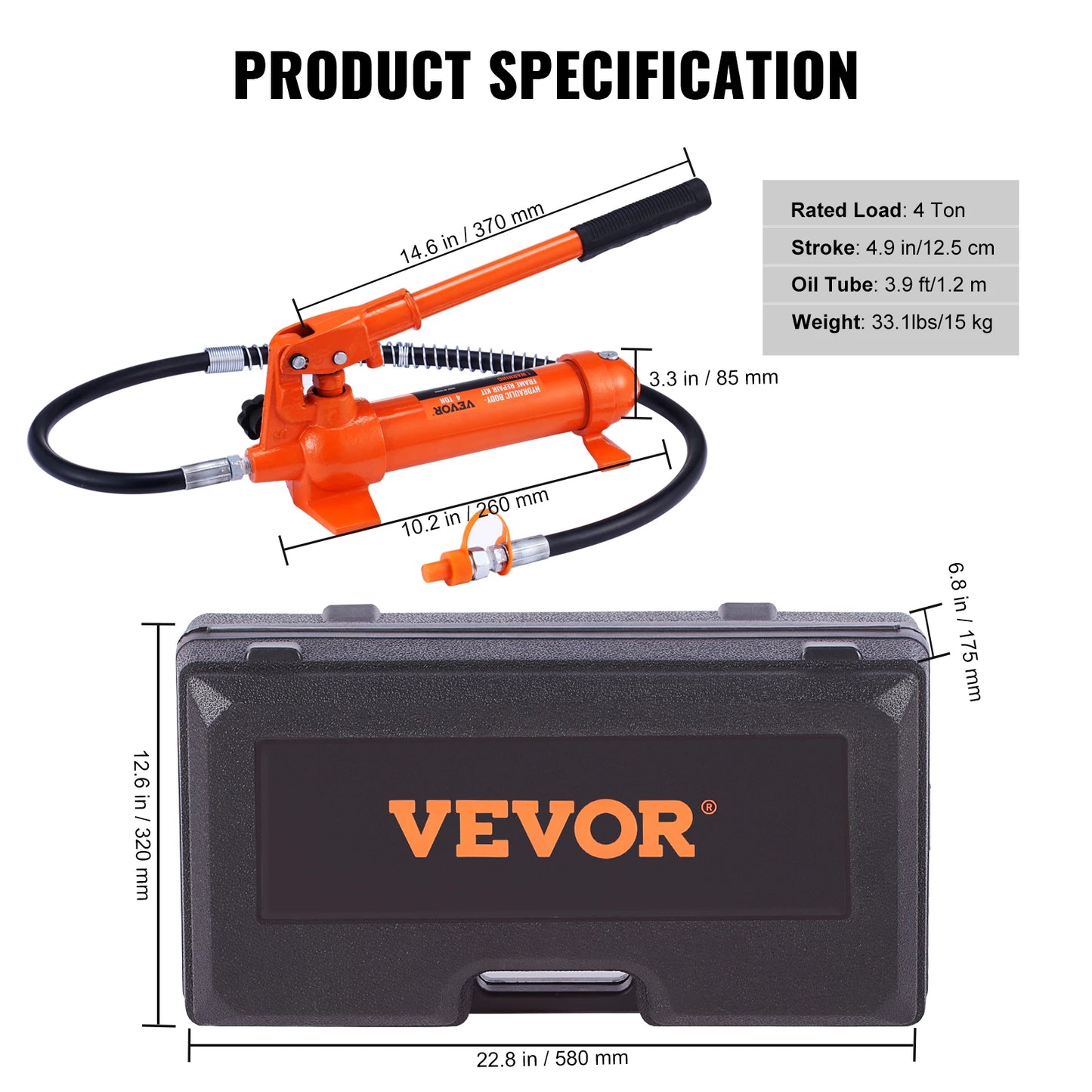 SucceBuy 4/10/12/20 Ton Power Hydraulic Cylinder Jack Autobody Frame Repair Tool Kit Automotive Truck Lifting Heavy Equipment