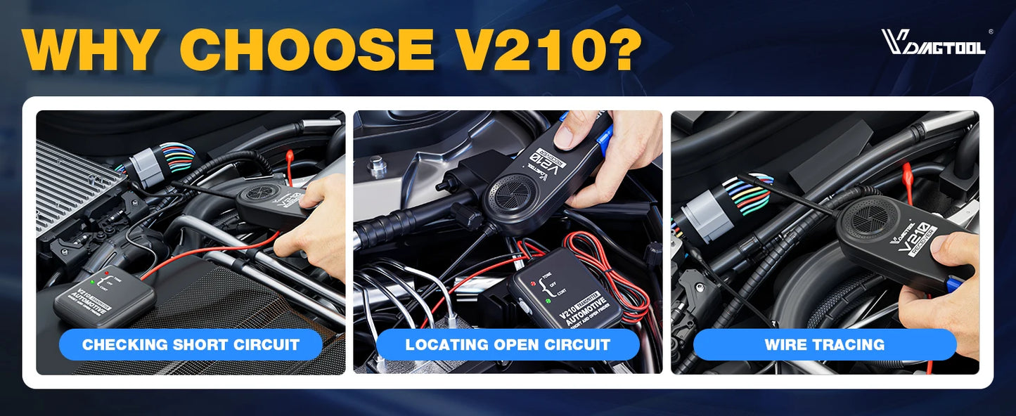 VDIAGTOOL V210 Automotive Circuit Tester 6V-42V Short Open Finder Checker Car Repair Cable Circuit Wire Tracker Analyzer Tool