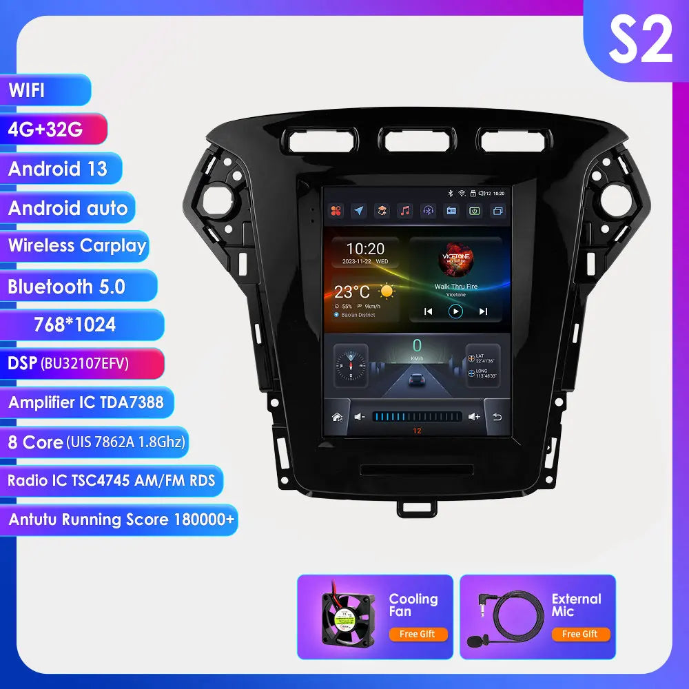 9.7"carplay android 13 auto car radio for Ford Mondeo mk4 Galaxy A/C 2011-2013 Autoradio Multimedia player GPS Stereo 4G SWC RDS
