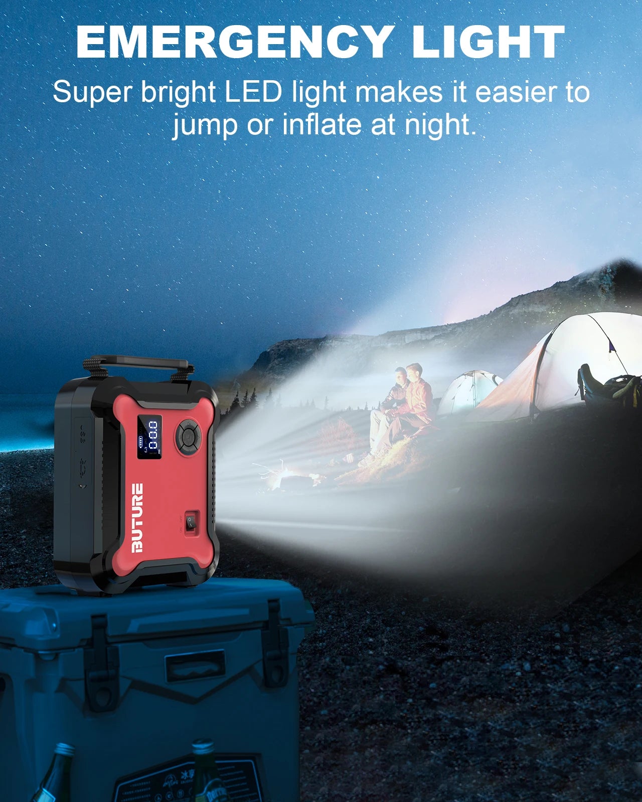 Buture 5 in 1 Car Jump Start Air Compressor 26800mAh Power Bank Portable Battery Booster Digital Tire Inflator with 160W DC Out