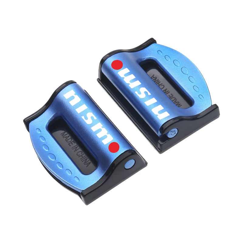 2Pcs Adjustable Car Seat Belt Shoulder Fixed Strap Clips Accessories For Nismo Logo Emblem R34 GTR Nissan Tiida Sylphy Teana