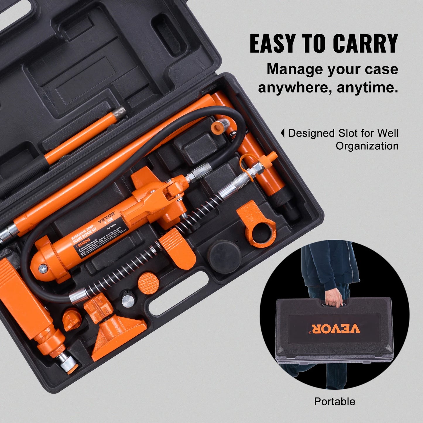 SucceBuy 4/10/12/20 Ton Power Hydraulic Cylinder Jack Autobody Frame Repair Tool Kit Automotive Truck Lifting Heavy Equipment