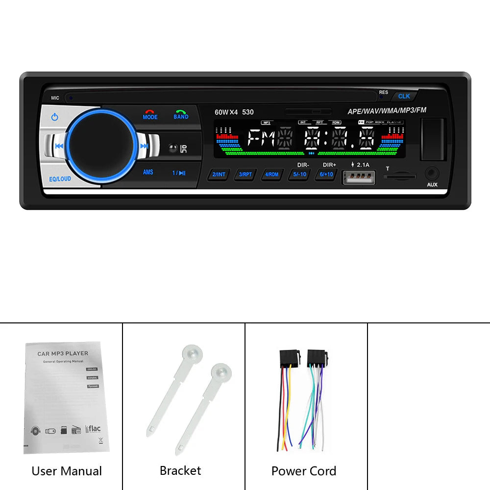 Podofo Dab Car Radio Autoradio Stereo Receiver FM Aux Input SD USB JSD-520 12V In-Dash 1din Bluetooth MP3 Multimedia Player