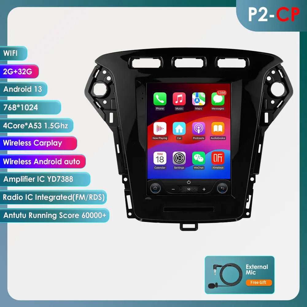 9.7"carplay android 13 auto car radio for Ford Mondeo mk4 Galaxy A/C 2011-2013 Autoradio Multimedia player GPS Stereo 4G SWC RDS