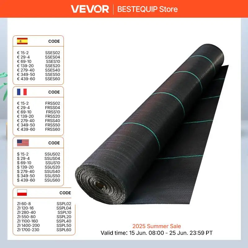 SucceBuy Commercial Grade Ground Road Large Driveway Permeable Fabric Stabilization Roll Mat Underlayment Outdoor Waterproof