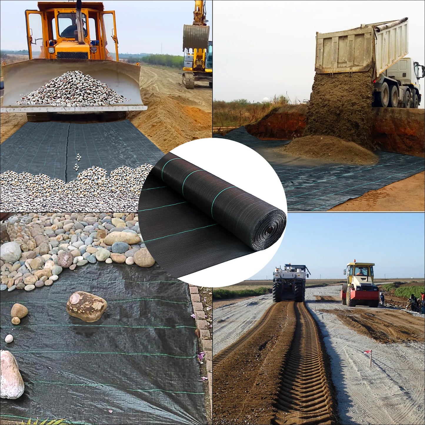 SucceBuy Commercial Grade Ground Road Large Driveway Permeable Fabric Stabilization Roll Mat Underlayment Outdoor Waterproof
