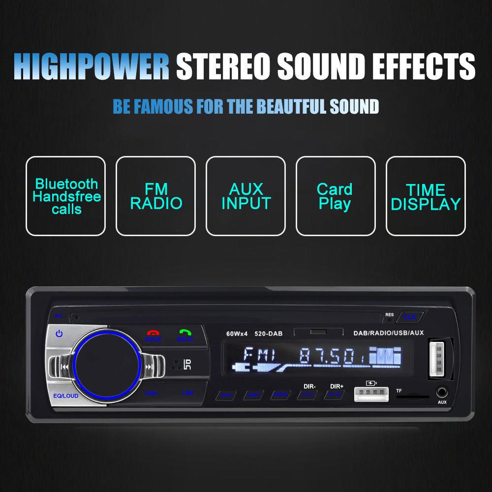 Podofo Dab Car Radio Autoradio Stereo Receiver FM Aux Input SD USB JSD-520 12V In-Dash 1din Bluetooth MP3 Multimedia Player
