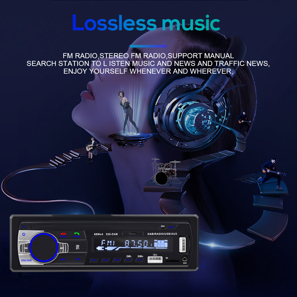 Podofo Dab Car Radio Autoradio Stereo Receiver FM Aux Input SD USB JSD-520 12V In-Dash 1din Bluetooth MP3 Multimedia Player