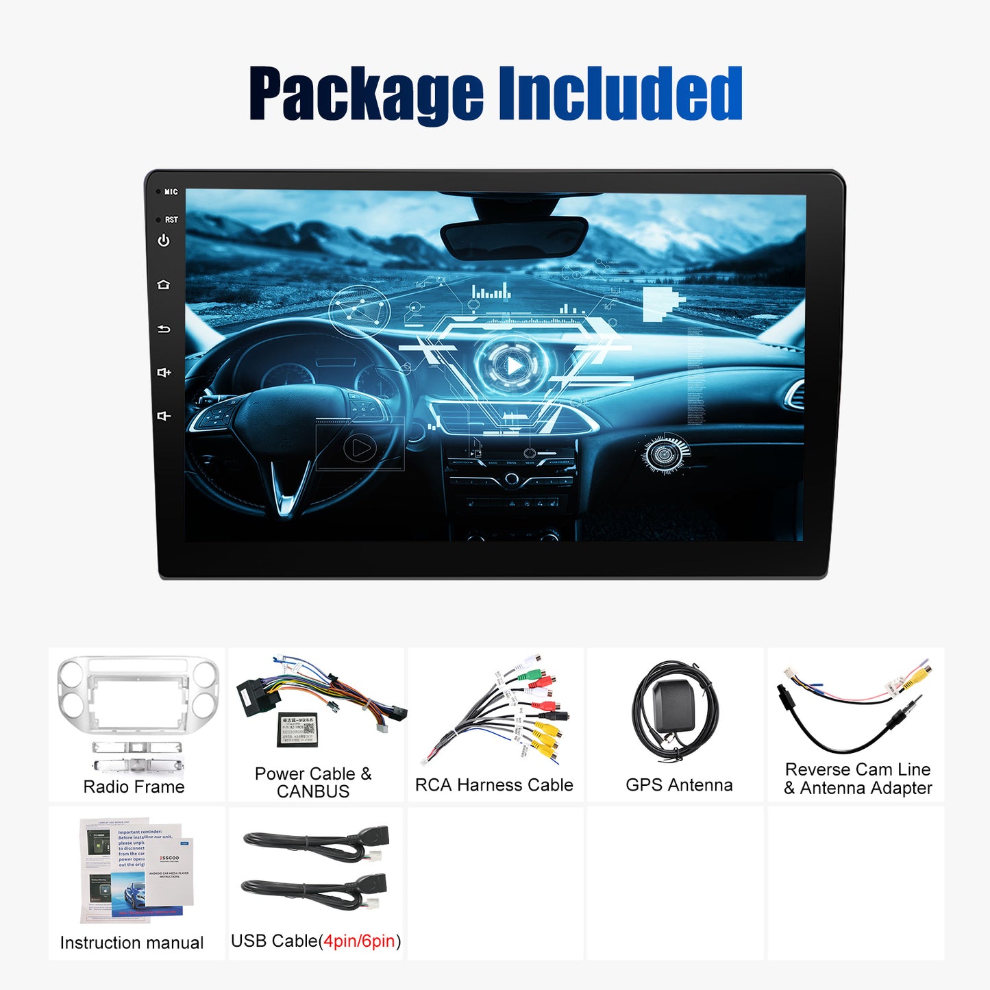 ESSGOO 9" Wireless CarPlay Android 14 Car Stereo Radio For Volkswagen VW Tiguan 5N 2007-2016 VW Golf Plus 2004-2013 GPS Nav wifi