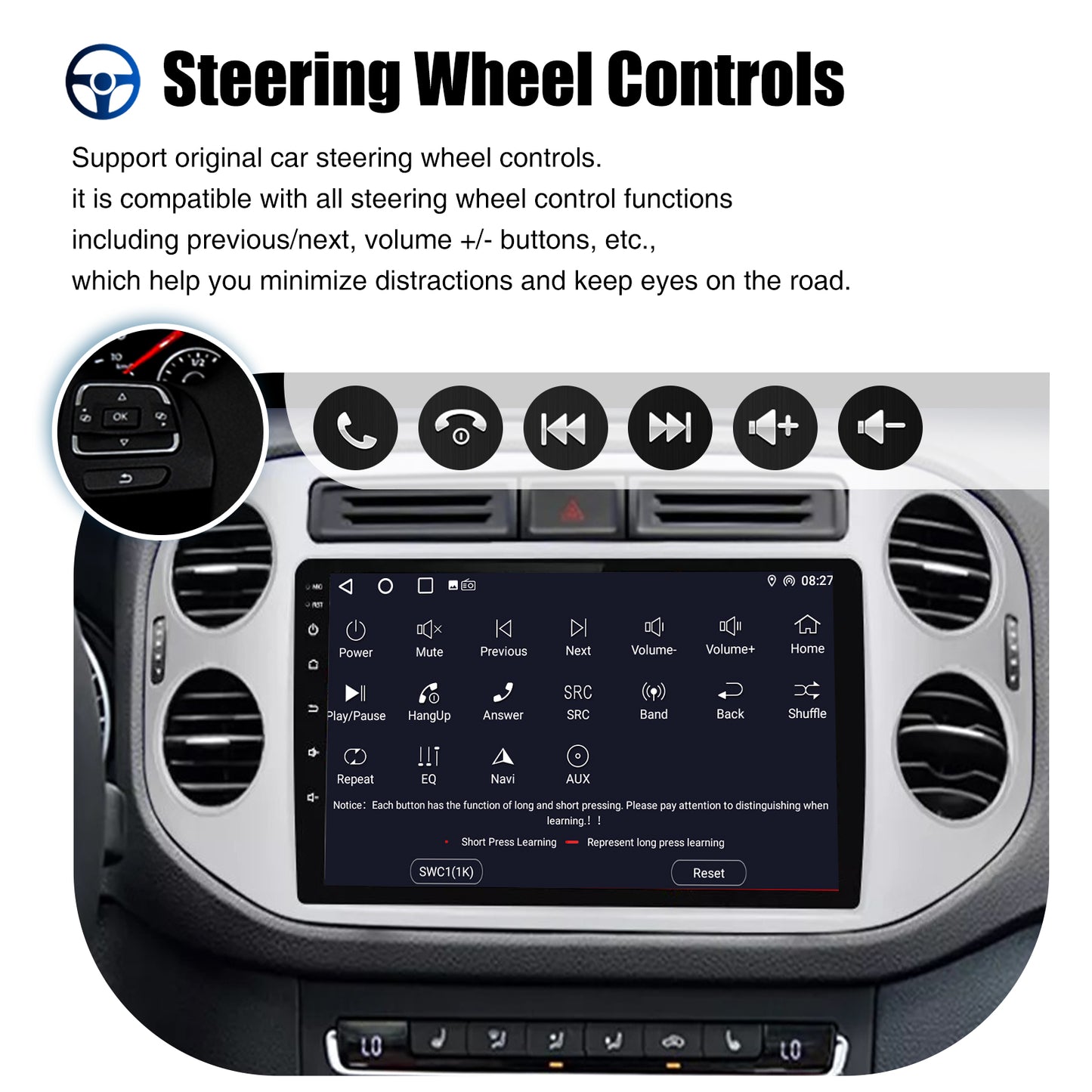 ESSGOO 9" Wireless CarPlay Android 14 Car Stereo Radio For Volkswagen VW Tiguan 5N 2007-2016 VW Golf Plus 2004-2013 GPS Nav wifi