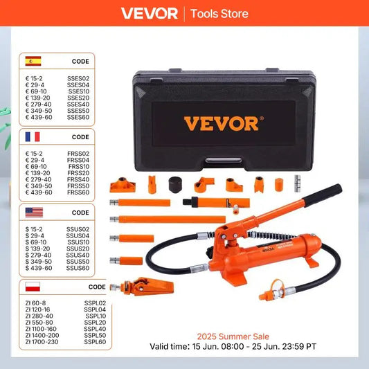 SucceBuy 4/10/12/20 Ton Power Hydraulic Cylinder Jack Autobody Frame Repair Tool Kit Automotive Truck Lifting  Heavy Equipment