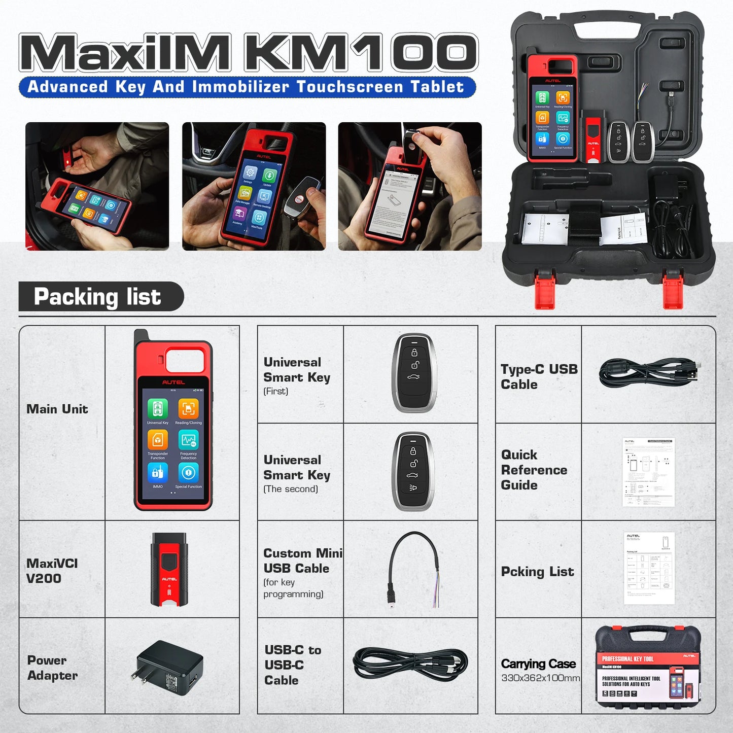 Autel MaxiIM KM100 Key Fob Programmer Immobilizer Tool Key Creation IMMO Learning Chip Read Write Cloning 2025 for latin america