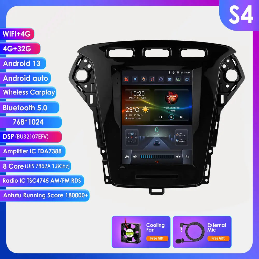 9.7"carplay android 13 auto car radio for Ford Mondeo mk4 Galaxy A/C 2011-2013 Autoradio Multimedia player GPS Stereo 4G SWC RDS