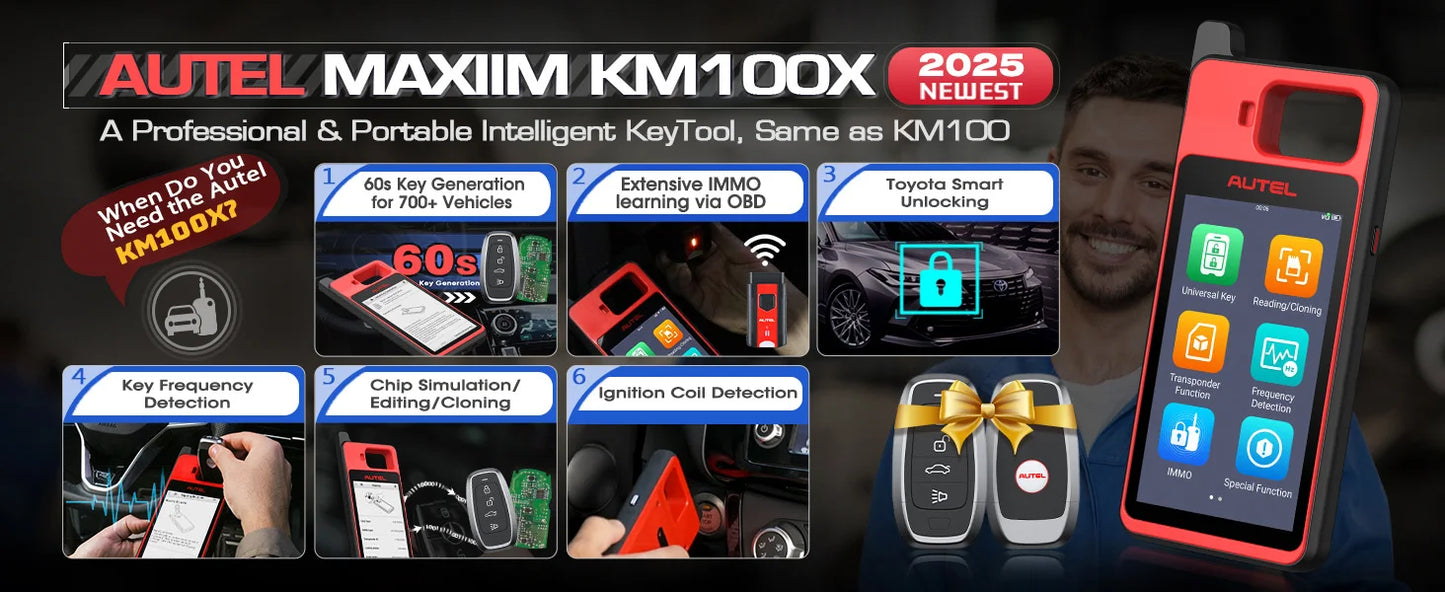 Autel MaxiIM KM100 Key Fob Programmer Immobilizer Tool Key Creation IMMO Learning Chip Read Write Cloning 2025 for latin america