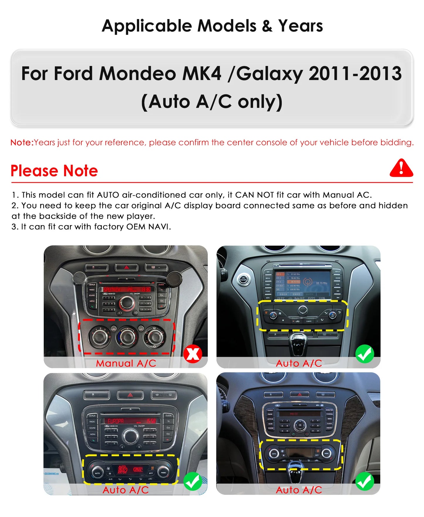 9.7"carplay android 13 auto car radio for Ford Mondeo mk4 Galaxy A/C 2011-2013 Autoradio Multimedia player GPS Stereo 4G SWC RDS