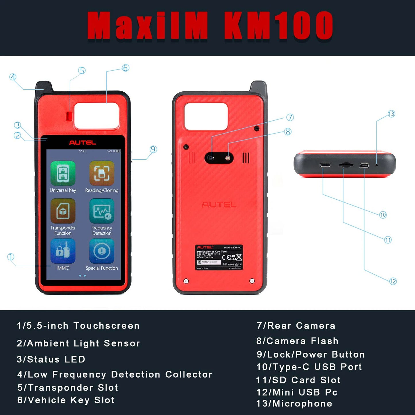 Autel MaxiIM KM100 Key Fob Programmer Immobilizer Tool Key Creation IMMO Learning Chip Read Write Cloning 2025 for latin america