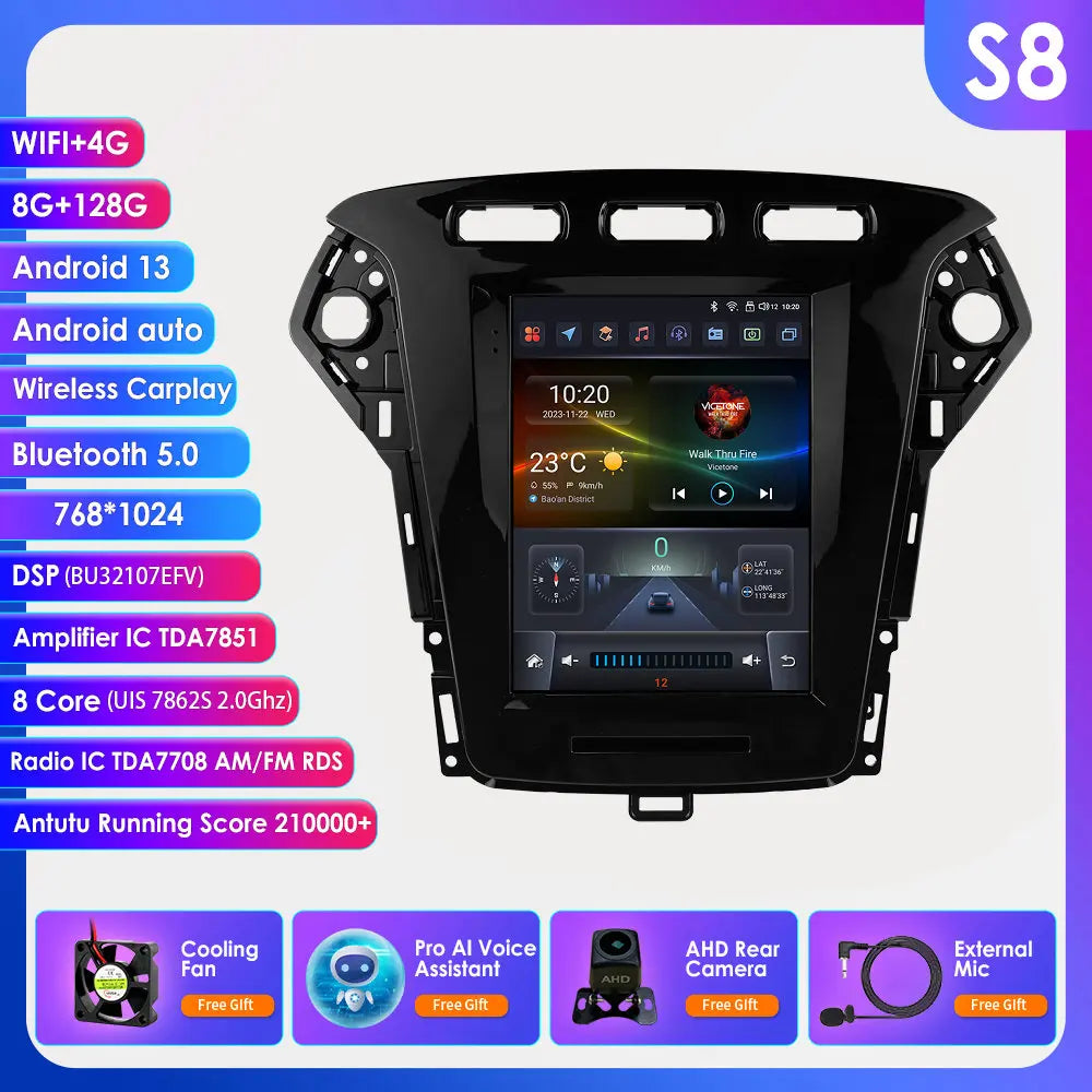 9.7"carplay android 13 auto car radio for Ford Mondeo mk4 Galaxy A/C 2011-2013 Autoradio Multimedia player GPS Stereo 4G SWC RDS