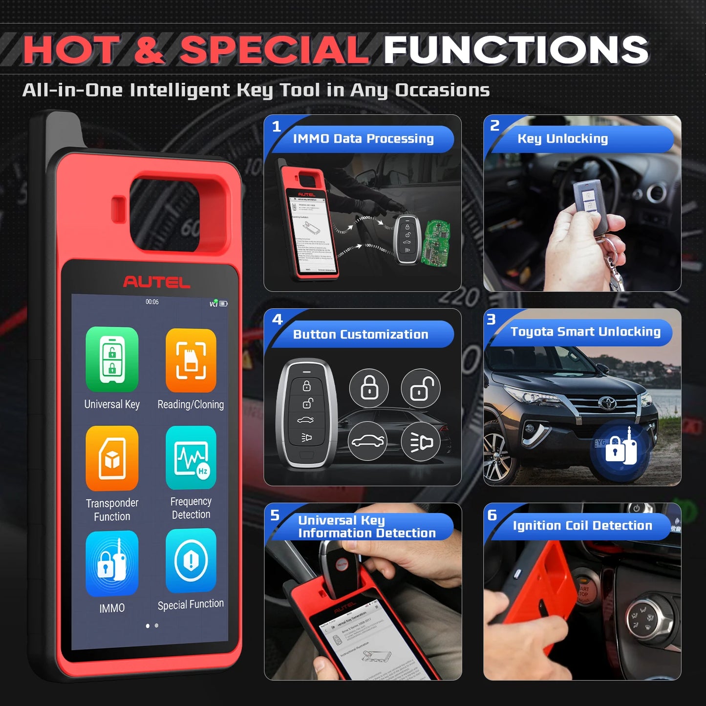 Autel MaxiIM KM100 Key Fob Programmer Immobilizer Tool Key Creation IMMO Learning Chip Read Write Cloning 2025 for latin america