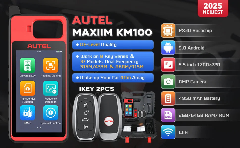 Autel MaxiIM KM100 Key Fob Programmer Immobilizer Tool Key Creation IMMO Learning Chip Read Write Cloning 2025 for latin america